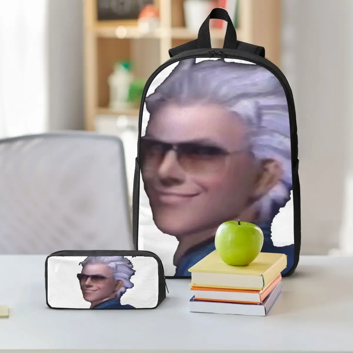 Vergil From The Devil May Cry Series Backpack Student BookBag School Bag Shoulder Bags 3ps Insulated Lunch Bag Pencil Case