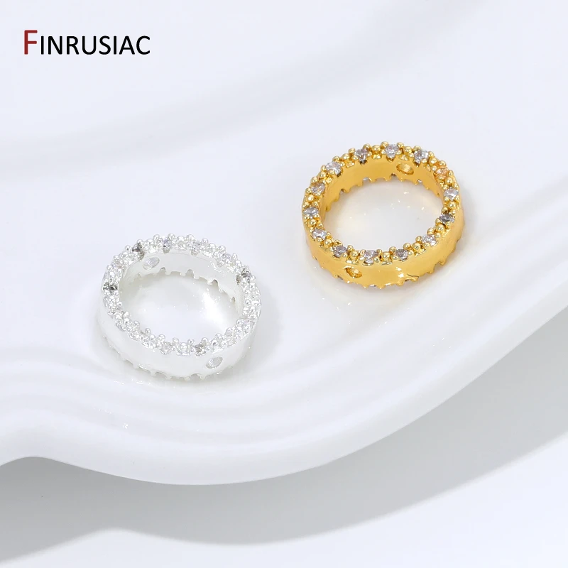 18K vergoldeter Messing-Perlenkäfig für Schmuckherstellung, Zirkon-Rundrahmen-Abstandsperlen für DIY-Armband-Zubehör – Detail 27
