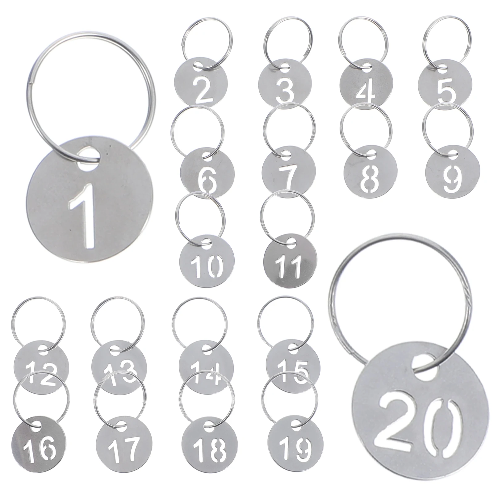 

20 Pcs Numbered Key Tags Stainless Steel Labels 20mm Diameter Hollow Cards Identifiers Workshop Sauna Hotel Office School