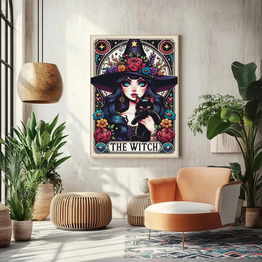 Witch Tarot Diamond Painting Kit DIY Full Rhinestone Painting Art Mosaic Cross Embroidery Set Home Decor Hobby Gift