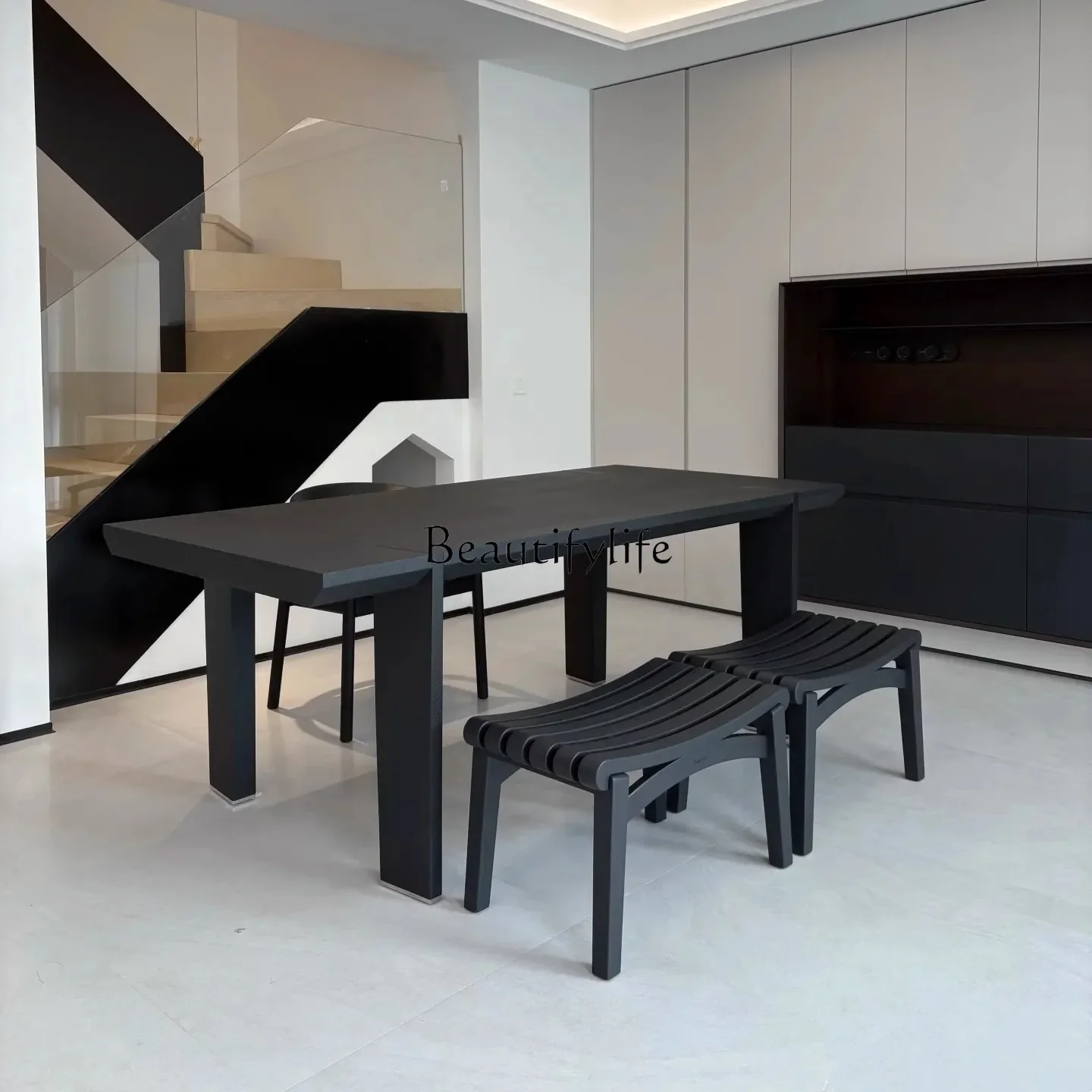 طاولة طعام من الخشب الصلب على طراز العصور الوسطى yj32، مكتب بسيط وحديث، طاولة شاي على طراز وابي سابي، منضدة عمل مستطيلة