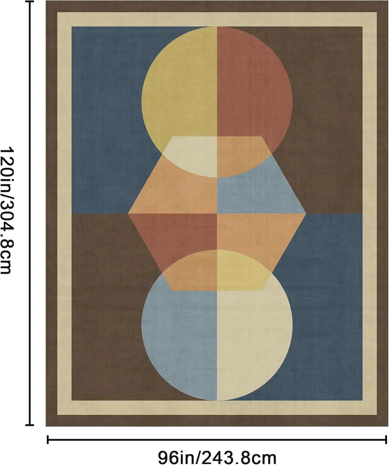Retro Mid-Century Modern Machine Washable Rug, Funky Colorful or Neutral Style, Non Slip Thin Office Rug, Abstract Non-Shedding