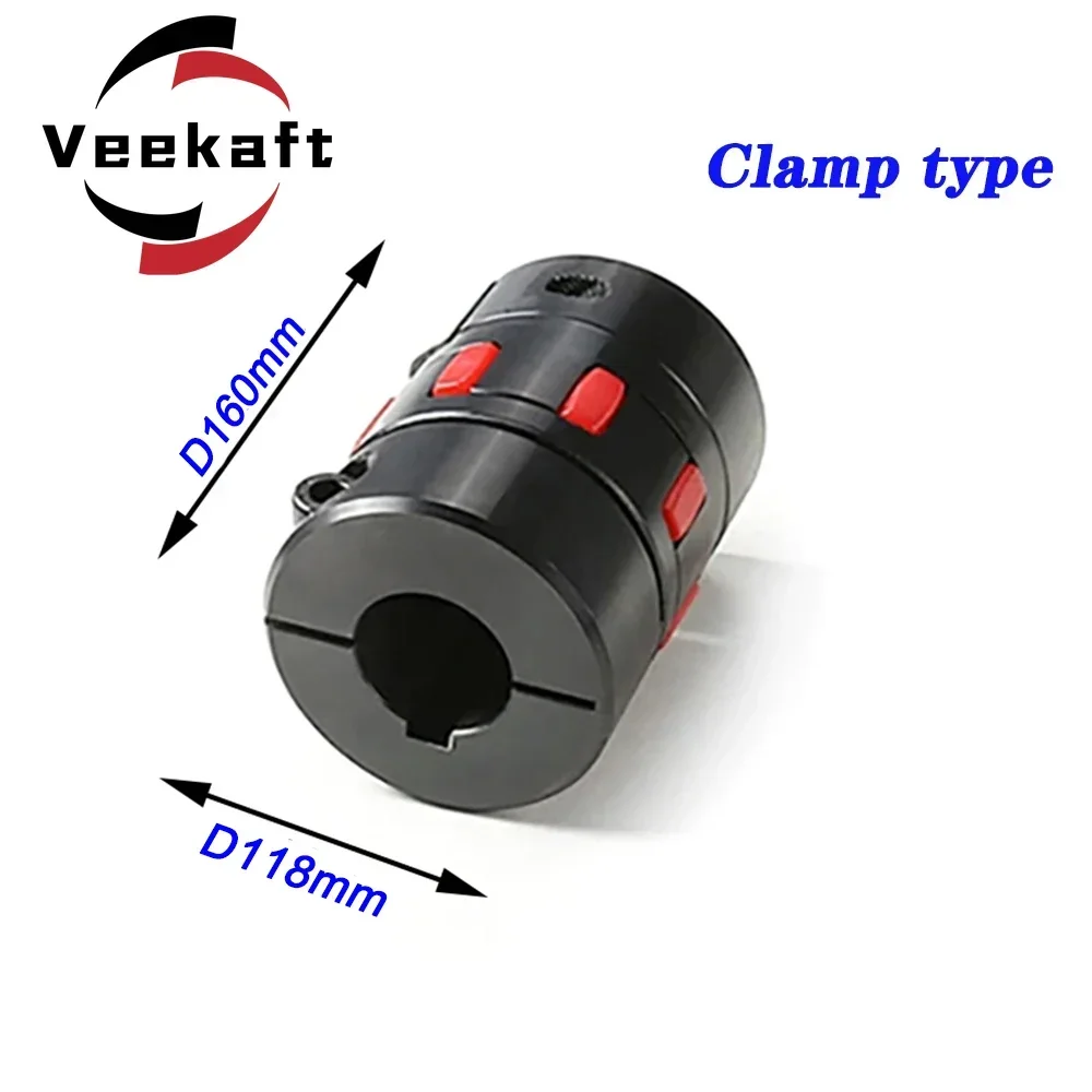 Veekaft Clamp Type XL7 D118L160 20/30/40/45/50/60/70mm CNC Motor Ballscrew Jaw Spider Plum Steel Shaft Coupler Flexible Couplin