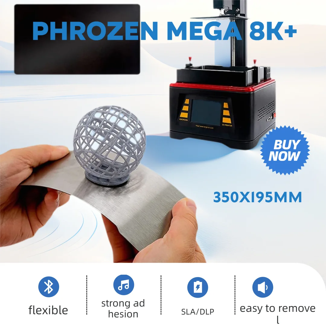 

ENERGETIC Magnetic Resin Build Plate 350x195mm Phrozen Mega 8k + Flexible Spring Steel Sheet + Hot Bed Sticker
