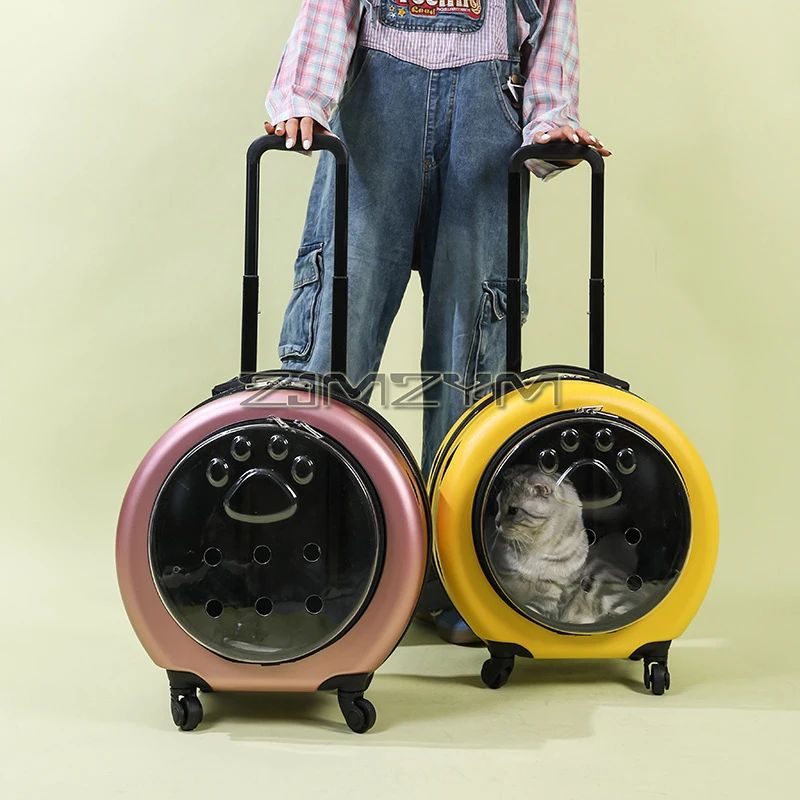 Breathable Lightweight Pet Carrier Silent Shock Absorption Pet Outing Cart Transparent Portable Space Cabin For Pets Rest Sleep