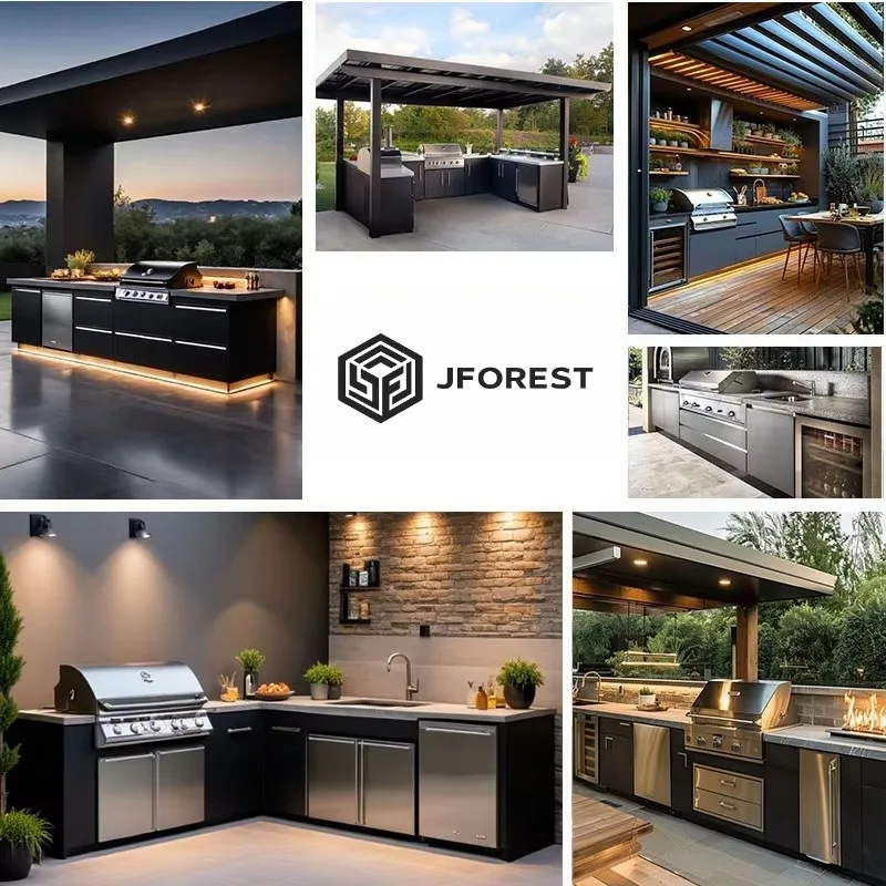 #Aluminum Outdoor BBQ Kitchen Set With Built-in Heavy Duty Kamado Grill Multi-Person Outdoor Kitchen Island For Backyard