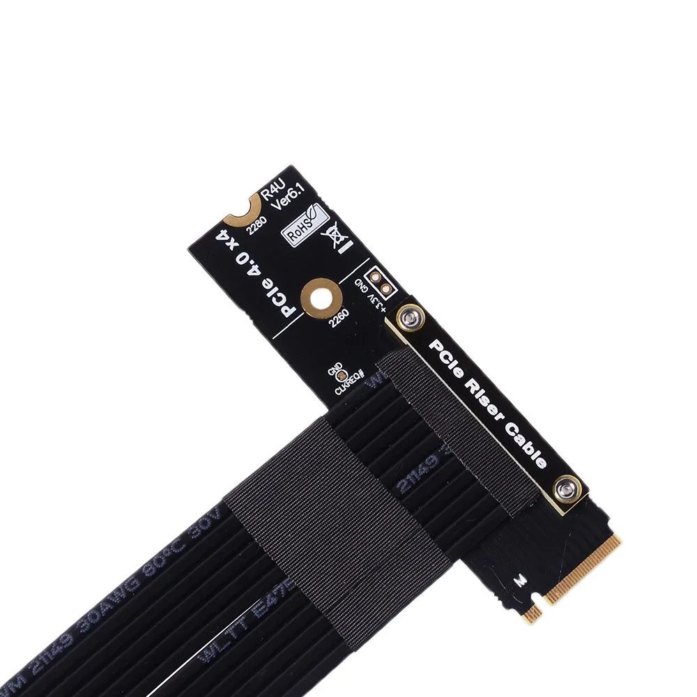 M2 To Pcie X16 ADT R43 M.2 NVMe KeyM SSD To PCIe 4.0 X16 Riser Card Turn 90 Angled Graphics GPU Riser Extender M2 NGFF Gen4