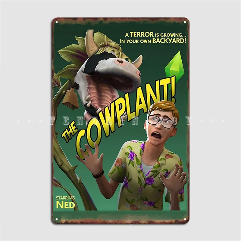 The Cowplant! Movie The Sims 4 Plumbob Basegame Poster Metal Plaque Garage Club Wall Decor Tin Sign Poster