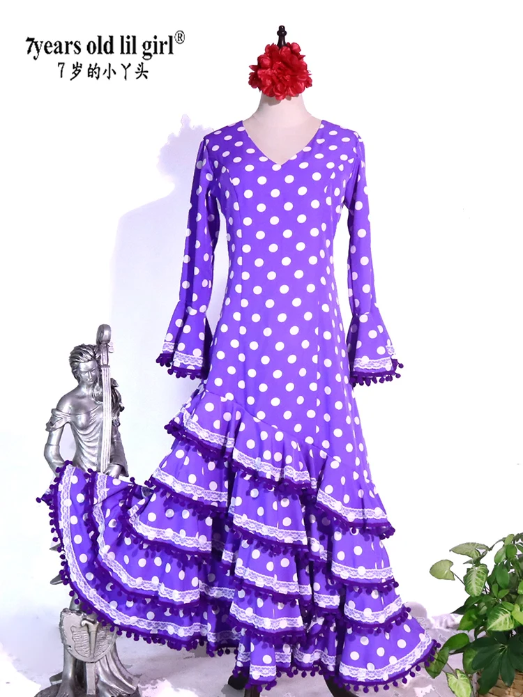 Vestido de dança flamenca feminino, saia espanhola, roupa DTT04