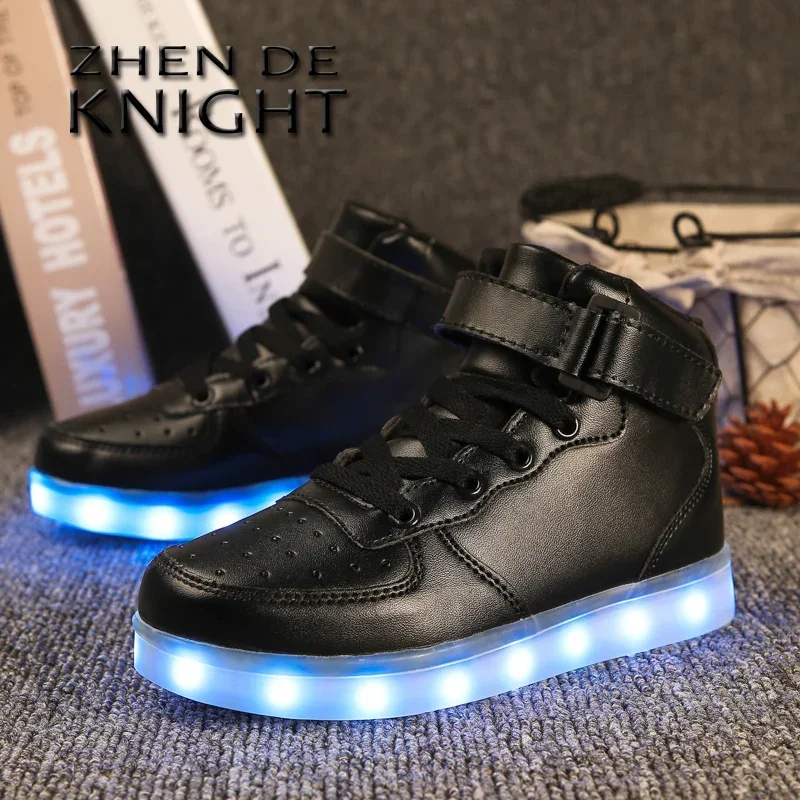 Tamanho 25-46 sapatos led com luzes brilhantes chinelos led para crianças e adultos feminino tenis para crianças meninos meninas tênis luminosos