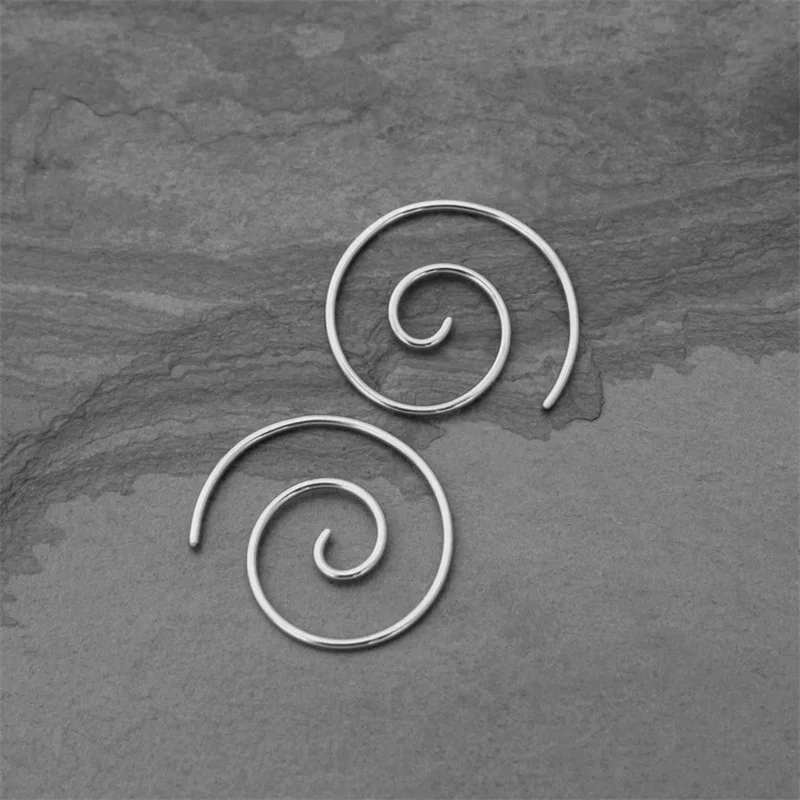 1PCS Metal Spiral Cable Pin Silver Color Earrings for Men and Women Personalized Fashion Festival Party Accessories