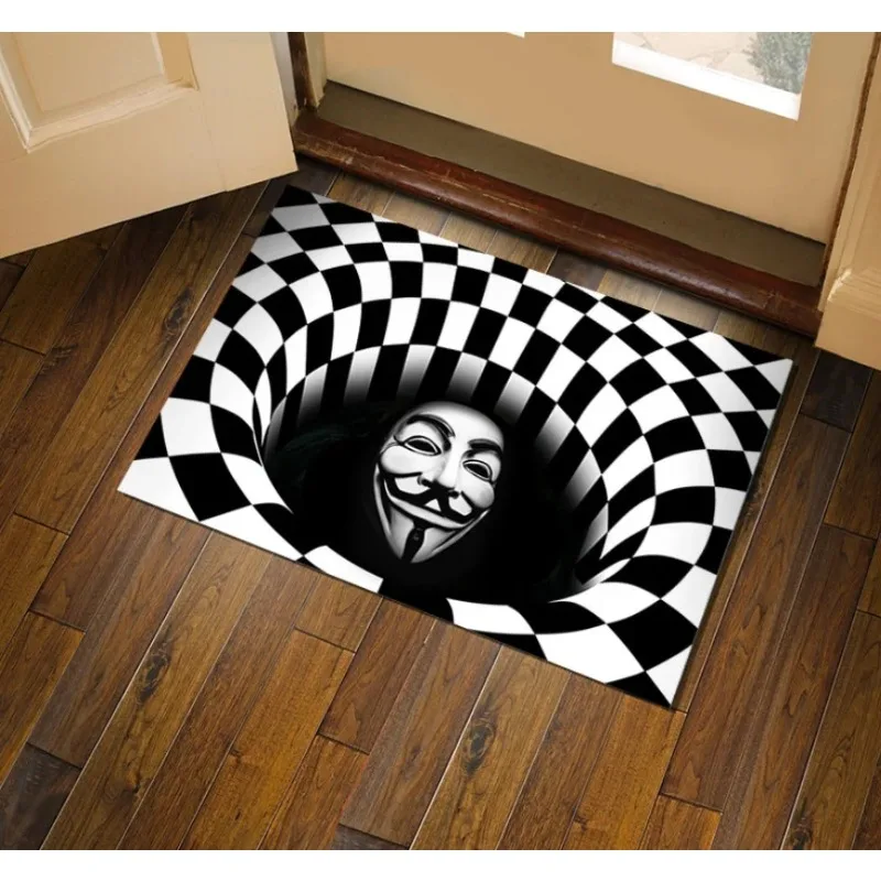 

Halloween 3D Illusion Clown Doormat Clown Drain Doormat, Home Christmas Decoration Horror Movie Clown Carpet Decoration
