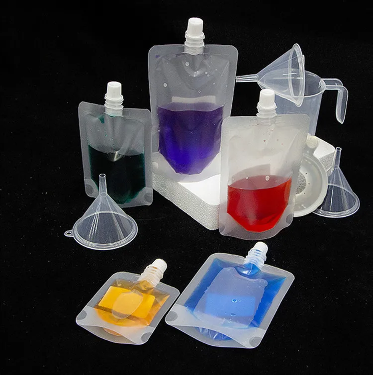 100PCS 30~500ML Frosted Plastic Suction Nozzle Bag Matte DIY Custom Logo Coffee Juice Milk Liquid Beverage Soup Portable Pouches