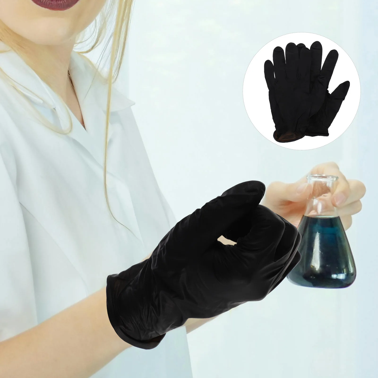 

100pcs Disposable Black Safety Cleaning Dish Kitchen Household Cleaning Gloves Anti skid Butyronitrile Food Grade Household Task