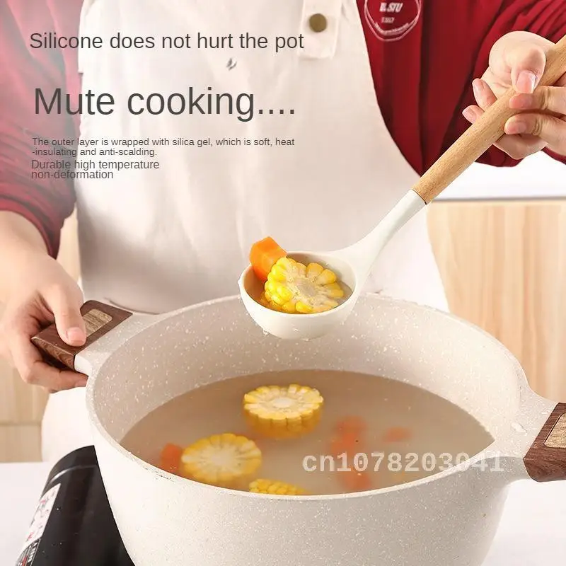 Premium Milky White Silicone Spatula Set with Ergonomic Wooden Handle - Must-Have Cooking Utensils for Every Kitchen