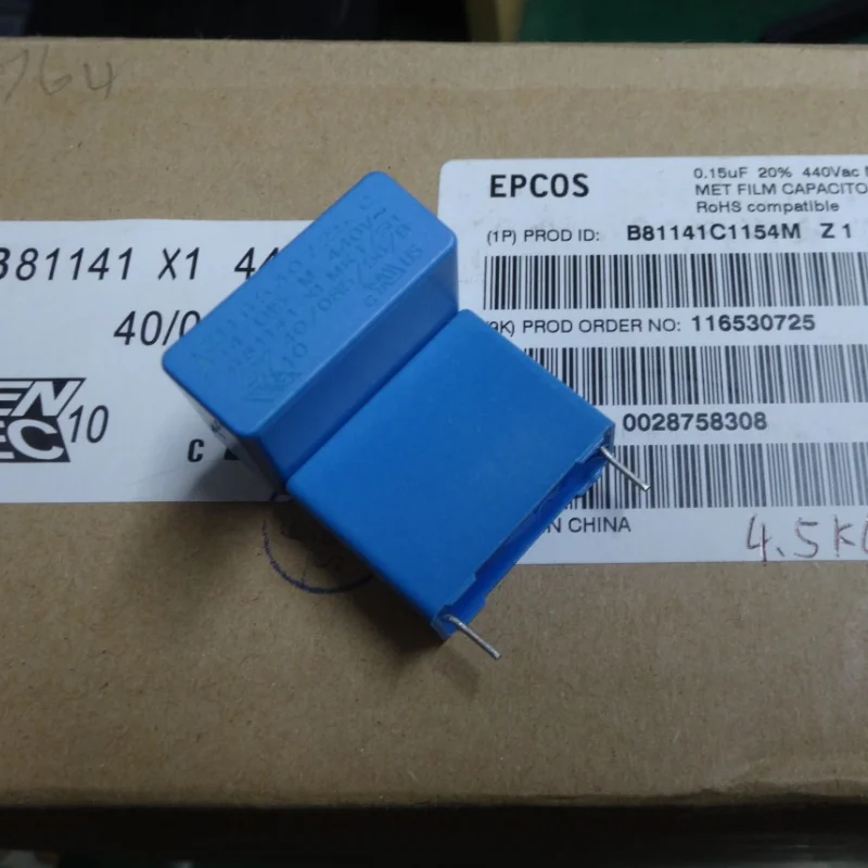 

5PCS EPCOS 0.15uf 440vAC 150nf u15 154 Brand new X1 film capacitor B81141C1154M
