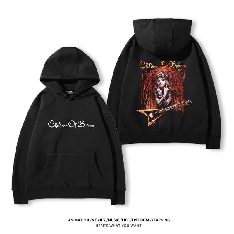 الأطفال روك أوف بودوم المعادن الثقيلة الفرقة معطف بقلنسوة الرجال والنساء فضفاض رداء علوي غير رسمي الأزواج شارع العليا البلوز