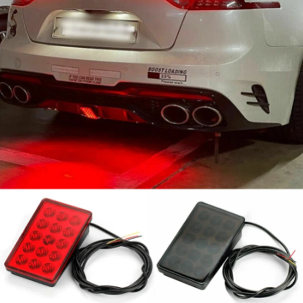 Auto Flash Warning Reverse Stop Safety Signal Lamps F1 Style Led Brake Pilot Lights 12V 15led Rear Tail Lights For Car SUV Moto