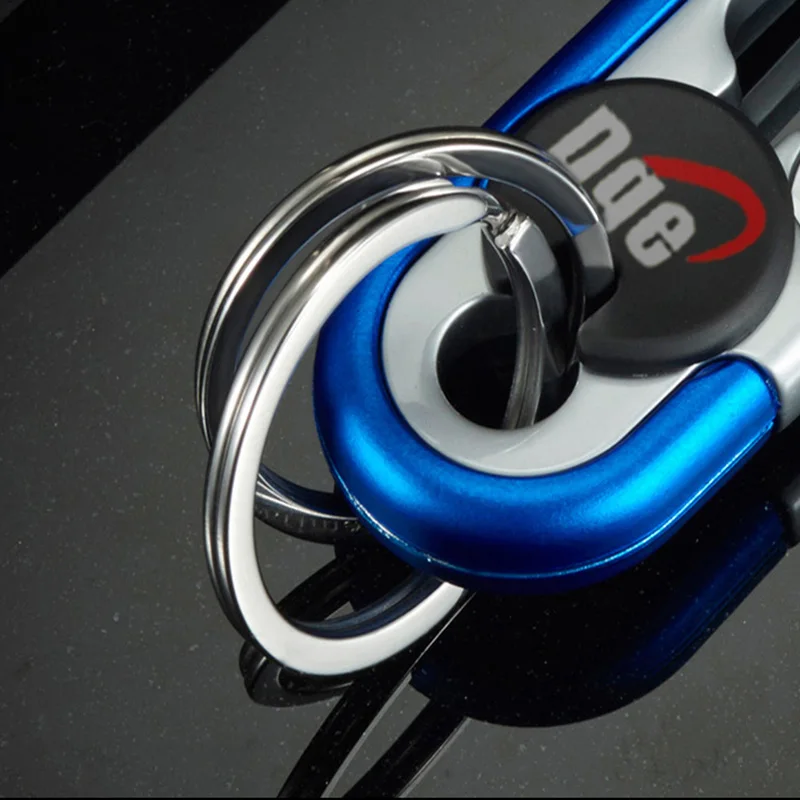 Zinc Alloy Solid Color Men's Business Car Keychain Double Ring Motorcycle Electric Car Key Chain Waist Hanging Lock Keychain