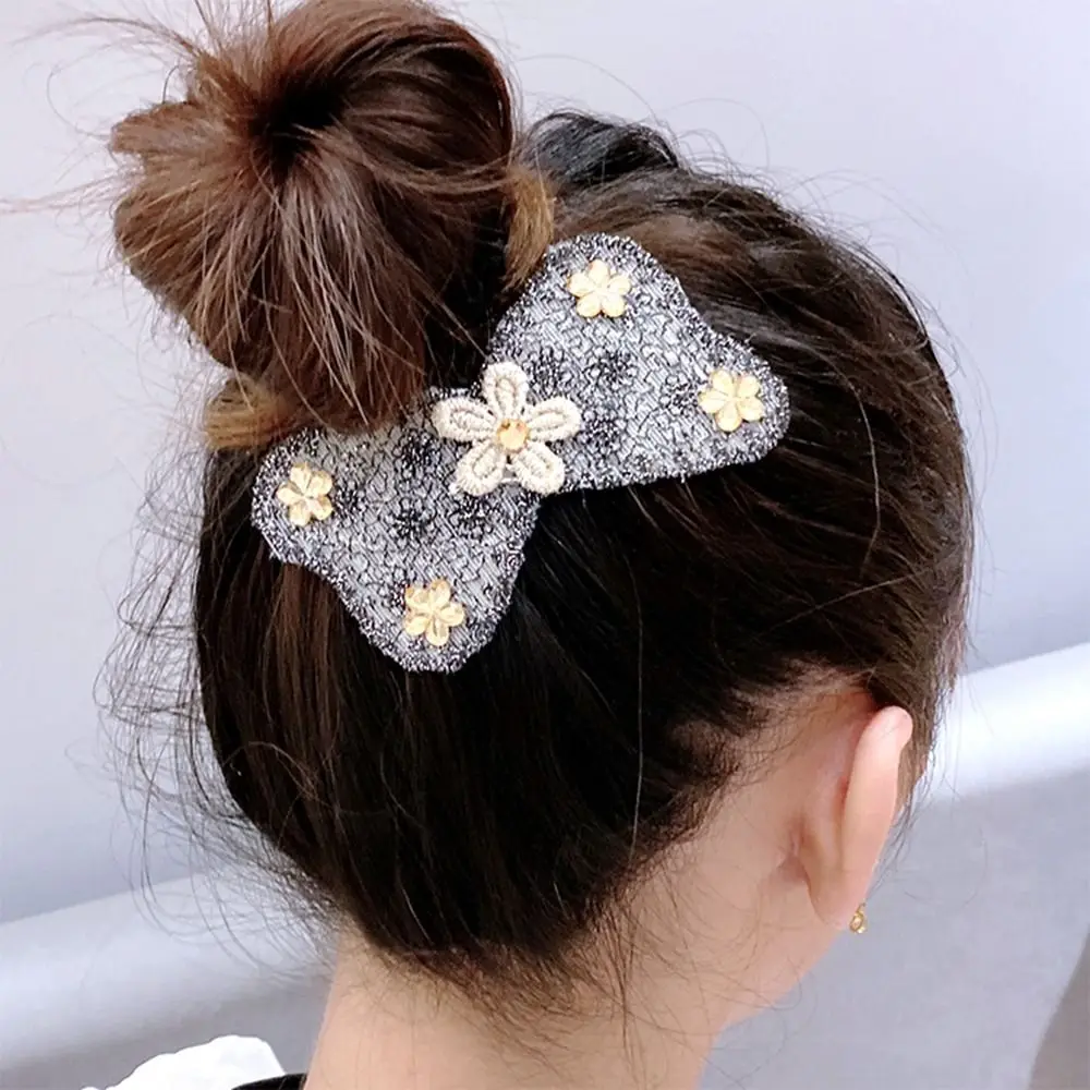 Cute Flower Seamless Magic Paste Bow Hair Clip Bangs Paste Cutting Salon Acessories Butterfly Ladies