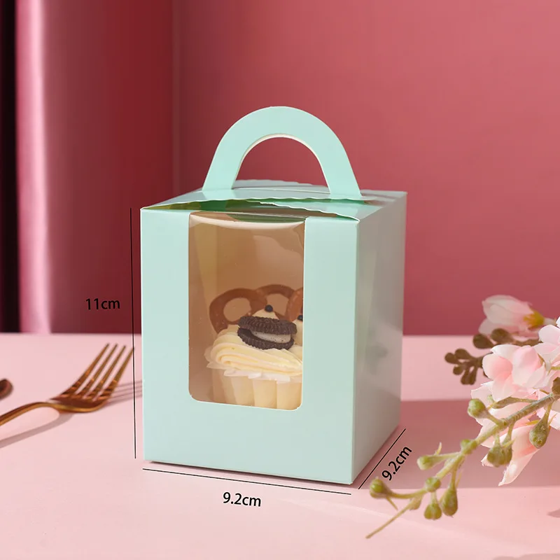 50 pcs Cookie Package Corrugated Kraft candy Cake Box with pvc window Chocolate Cake Muffin Biscuit packaging gift Box