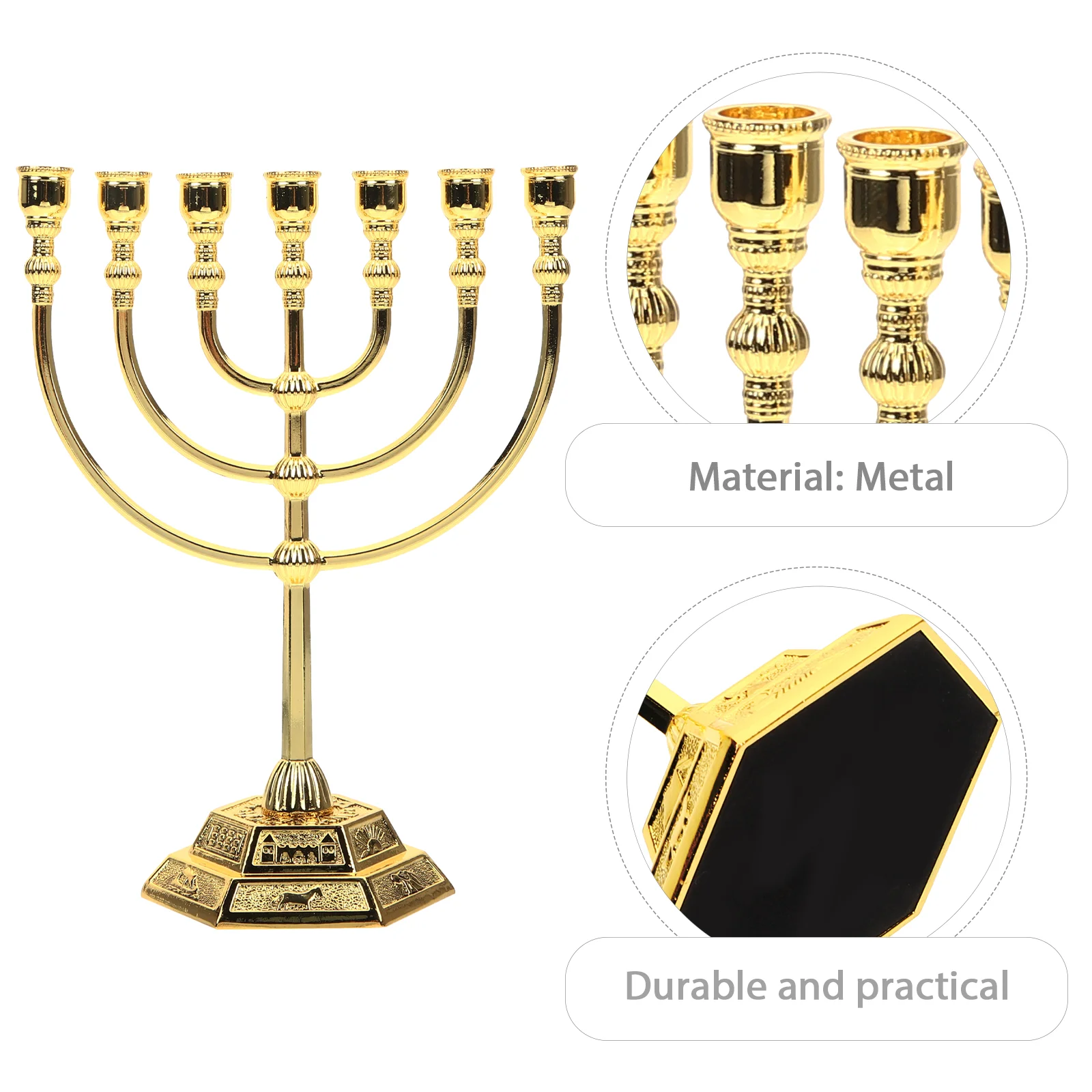 Classic Jewish Menorah Branch Holder Israel Jerusalem Temple Candlestick Candelabrum Retro Stand Home Decoration