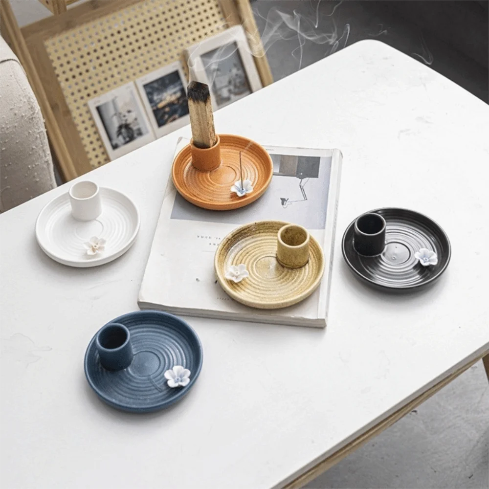 

Multifunctional Ceramic Incense Burner Candles Holder Censer Sage Palo Santo Holder Home Decor 3 in 1 Incense Stick Holder