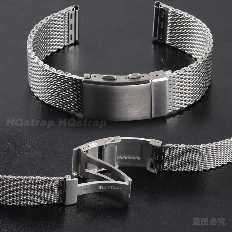 Luxury Stainless Steel Strap 1.0mm Milanese Watch Band 20mm 22mm Universal Replacement Wristband 316L Folding Buckle Watchband