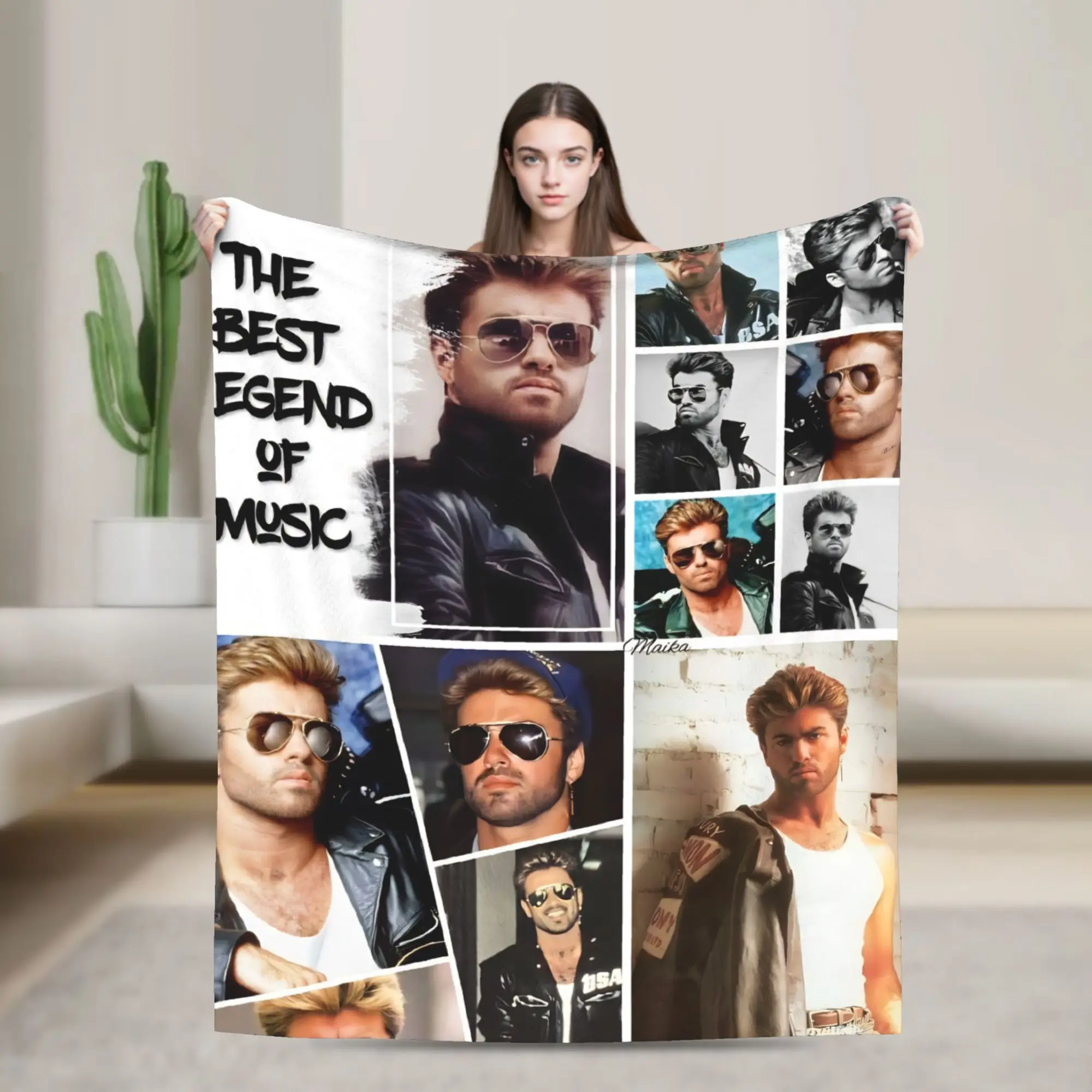 George Michael Music Blanket Quality Warm Soft  Throw Blanket Winter Travel Office Couch Chair Sofa Bed Fashion Bedspread