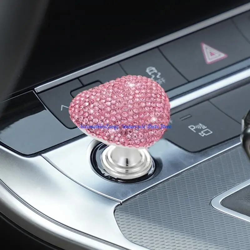 H7BD Car Push Start Button Heart Decorative Ignition Button Push Type Rocker for Car Interior Accessories Enduring