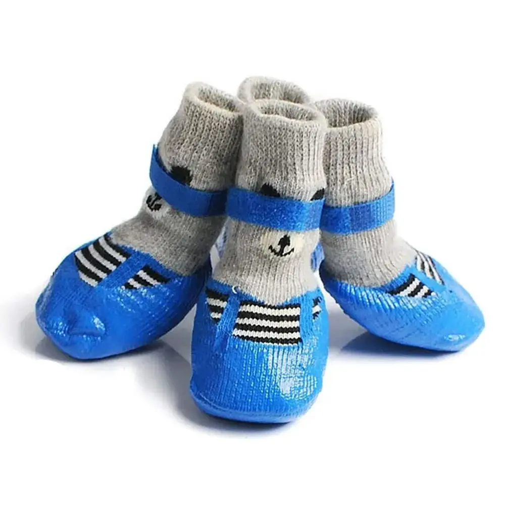 Pet Boots Shoes Waterproof Anti-Slip Rain Snow Boots With Adjustable Drawstring Small Puppy Cats Dogs Rubber Socks Pet Supplies