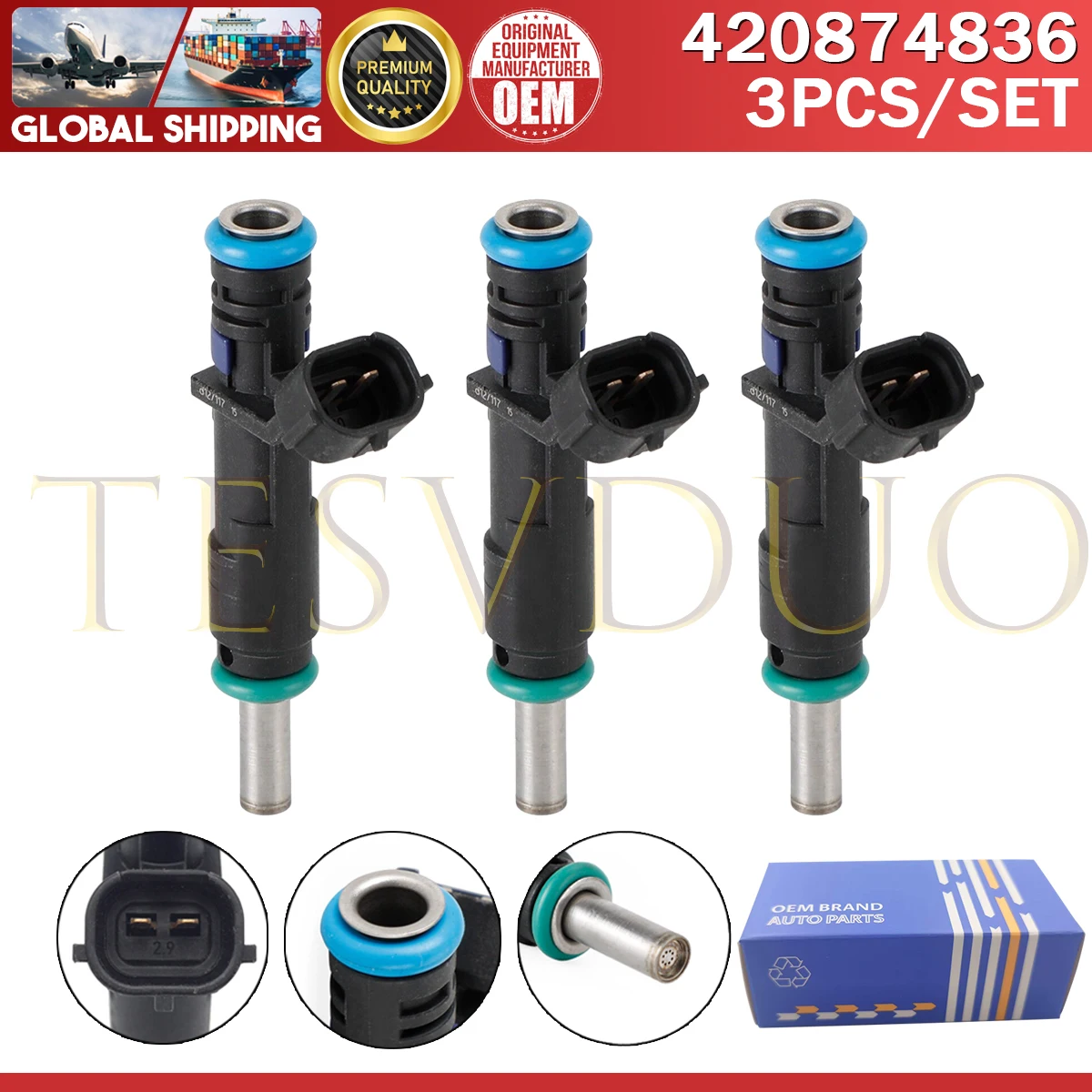 3Pcs Fuel Injector 420874836 For Seadoo GTI 130/SE 130 GTS 130 2011 2012 2013 2014 2015