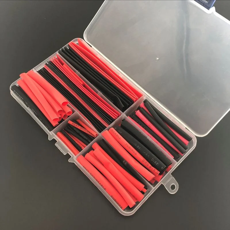 1set = 150PCS 7,28 m Schwarz Und Rot 2:1 Sortiment Schrumpf Schläuche Rohr Auto Kabel Sleeving Wrap draht Kit