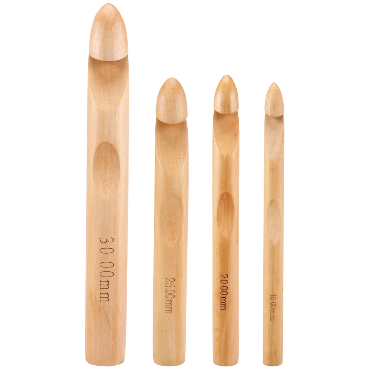 เข็มโครเชต์ขนาดใหญ่ L74A 15 มม. 20 มม. 25 มม. 30 มม. ชุดเข็มโครเชต์ไม้สำหรับไหมพรมเส้นใหญ่, เข็มโครเชต์ขนาดใหญ่สำหรับงานถักโครเชต์