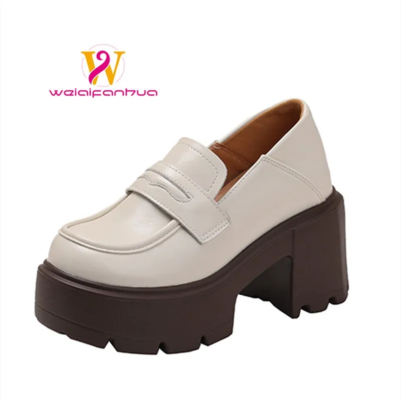 

Thick-soled Women's Shoes 2025 New Style Height-increasing Loafers Women's Leather Sponge Soles Luxury Designer Shoes for Women