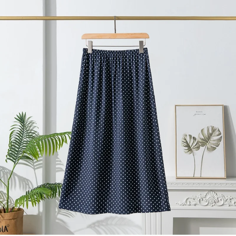 Birdtree,100% Real Silk Double-layer Skirt,Women Double Crepe Dot Print Elastic Waist Elegant Casual Skirts,2026 New D61511JF