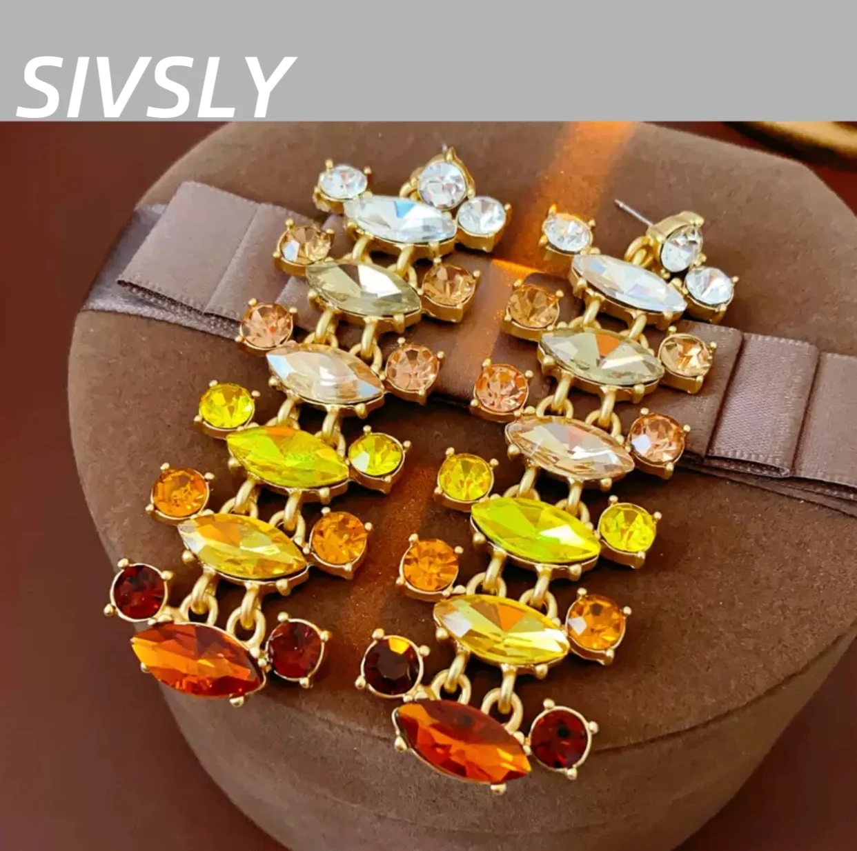 

Hot sale retro court style exquisite colorful tassel earrings European and American high-end feeling ins earrings for women
