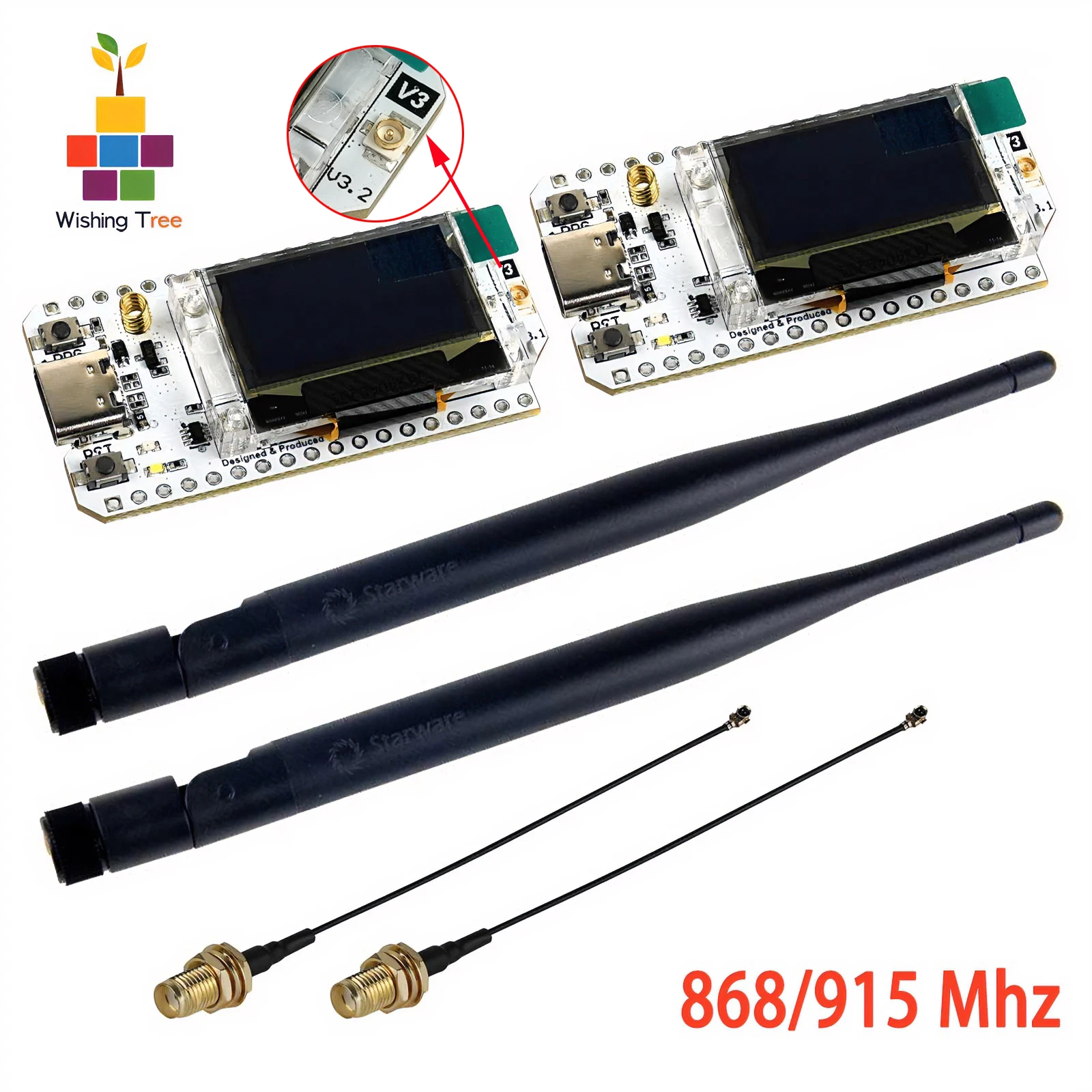 

2PCS Heltec LoRa32 V3 Development Board with ESP32-S3, SX1262 LoRa, WiFi/BLE & 5dBi Antenna for Meshtastic IoT Projects