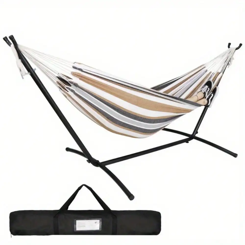 9FT Portable Hammock Heavy Duty Steel Stand 2-Person w/Carrying Case Max 620lbs