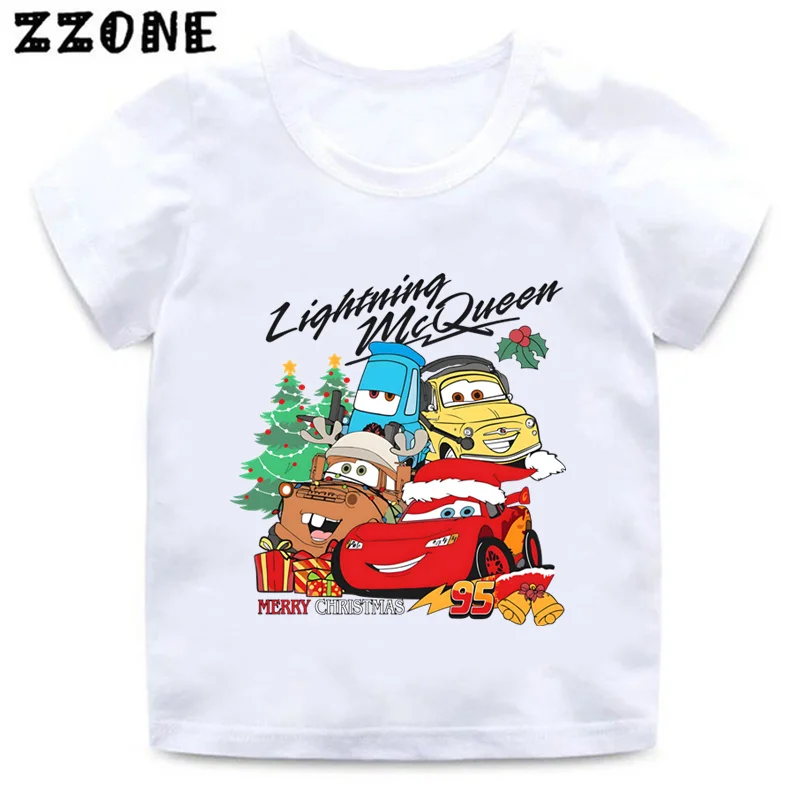 

Merry Christmas Car Pixar Lightning McQueen Print Kids T-Shirts Girls Clothes Baby Boys T shirt Summer Children Tops,ooo5909