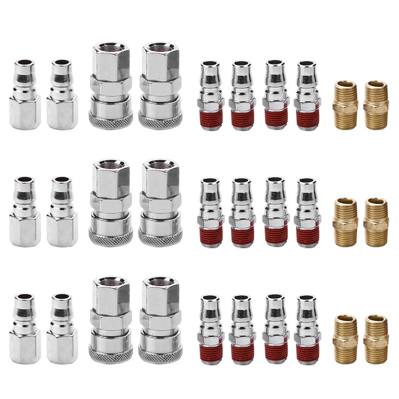 ABXF-30Pcs 1/4 인치 BSP 에어 라인 호스 압축기 피팅 커넥터 커플러 퀵 릴리스 공압 부품