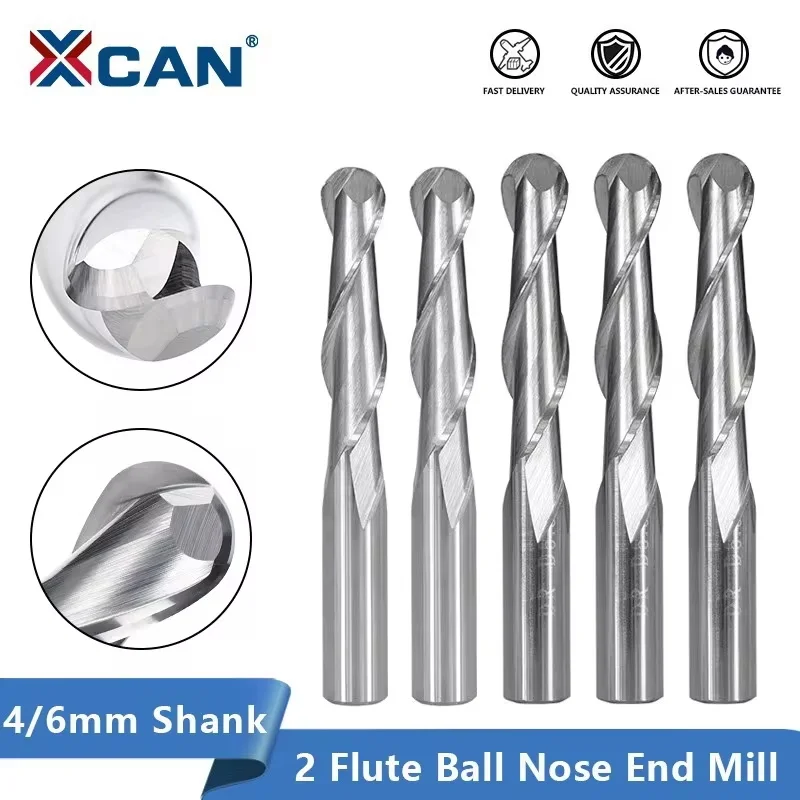 XCAN 2 walcowo-czołowe o końcówce kulistej frez trzpieniowy 4/6mm Shank CNC frez frez węglikowy frez trzpieniowy frezującego spirali frez do obróbki drewna