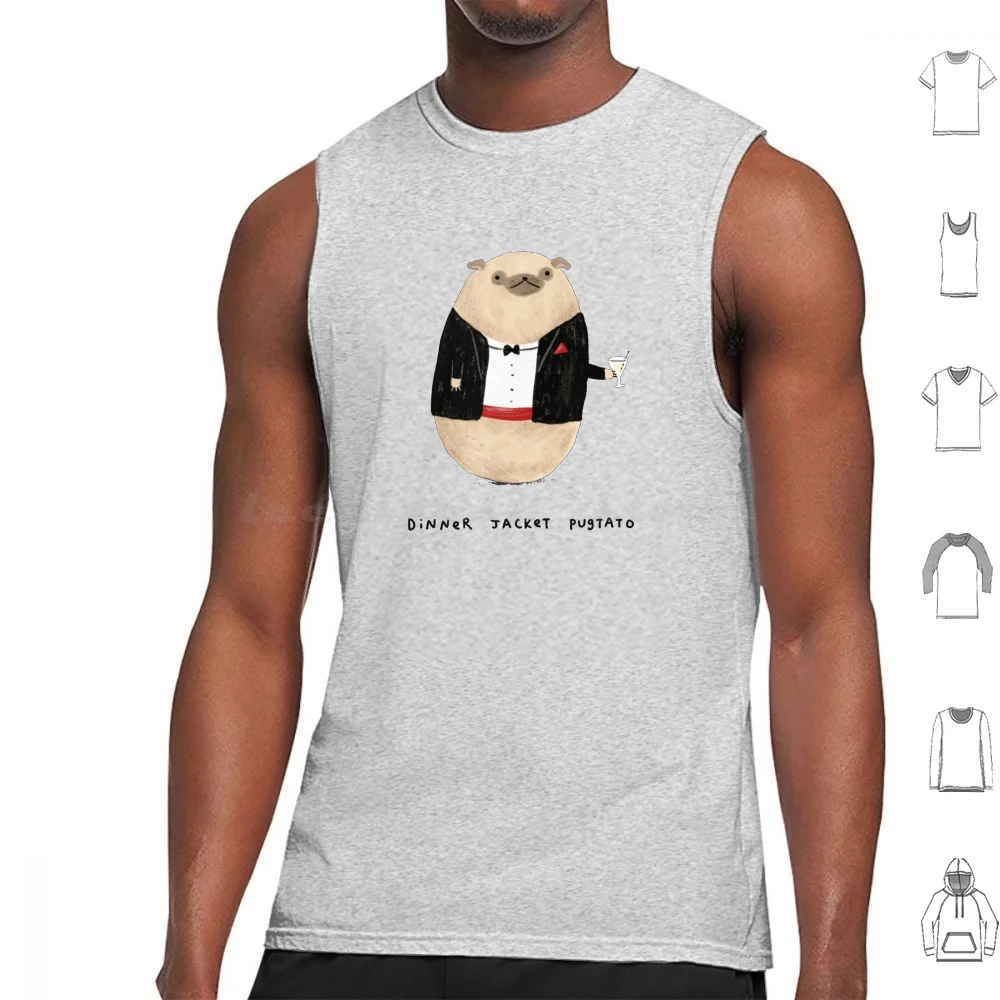 Dinner Jacket Tank Tops Print Cotton Dinner Jacket Dinner Jacket Potato Tato Tater Spud Pug Dog Puppy Puggle Puggy Boxer