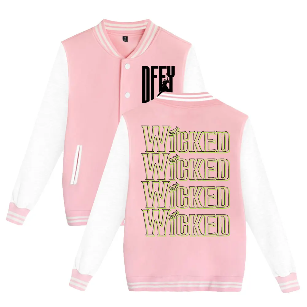 WICKED The Musical Merch Zip Up Baseball Uniform Fleecejacke Damen Herren Streetwear Hip Hop Langarm Rosa Hoodie Sweatshirts