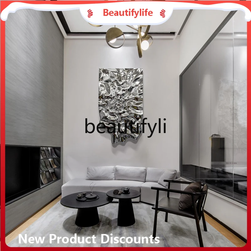 

A13 Modern Light Luxury Decorative Painting Entrance Background Wall Water Ripple Three-Dimensional Stainless Steel Painting