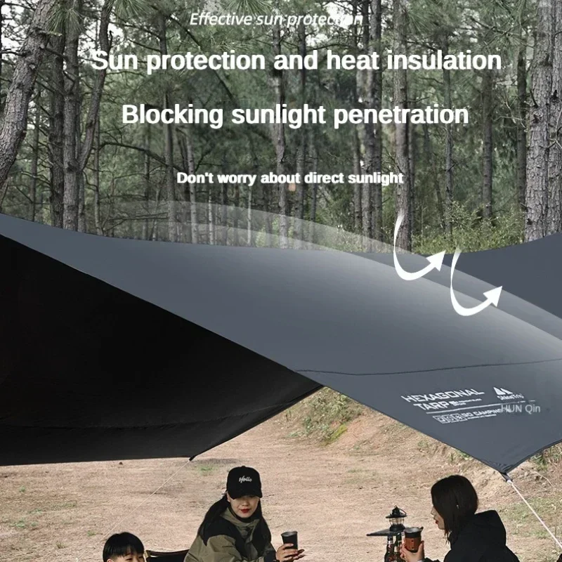 Imagem -04 - Impermeável Hexagonal Black Coating Tarp Toldo ao ar Livre Sliver Coating Anti-ultraviolet Sun Shelter Camping Sunshade Canopy