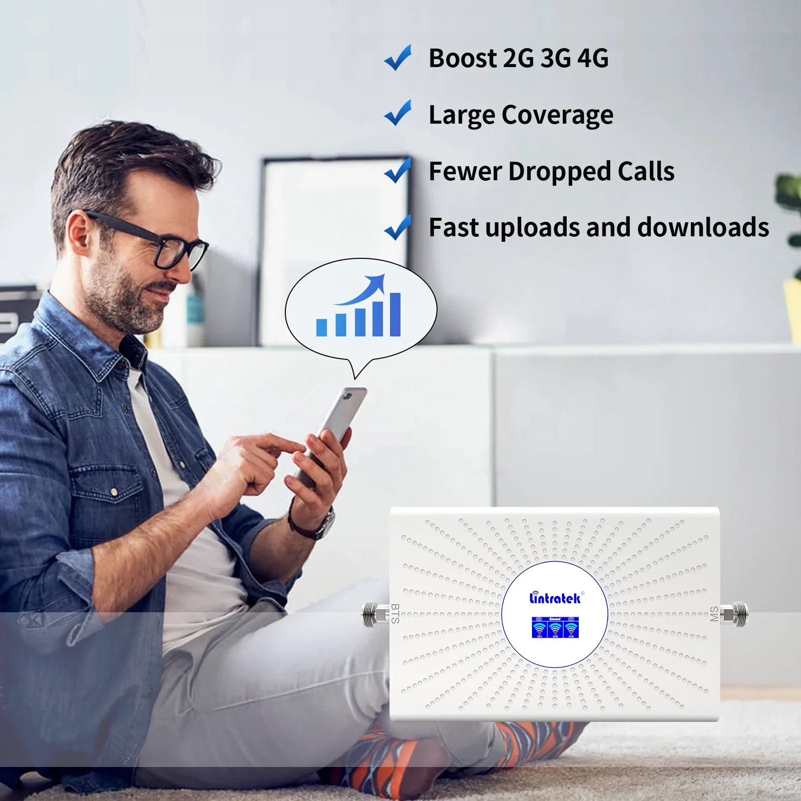 Lintratek مجموعة كاملة 3 نطاقات إشارة الداعم 900 1800 2100 ميجا هرتز شبكة المحمول lte 3g 4g GSM الداعم مكرر