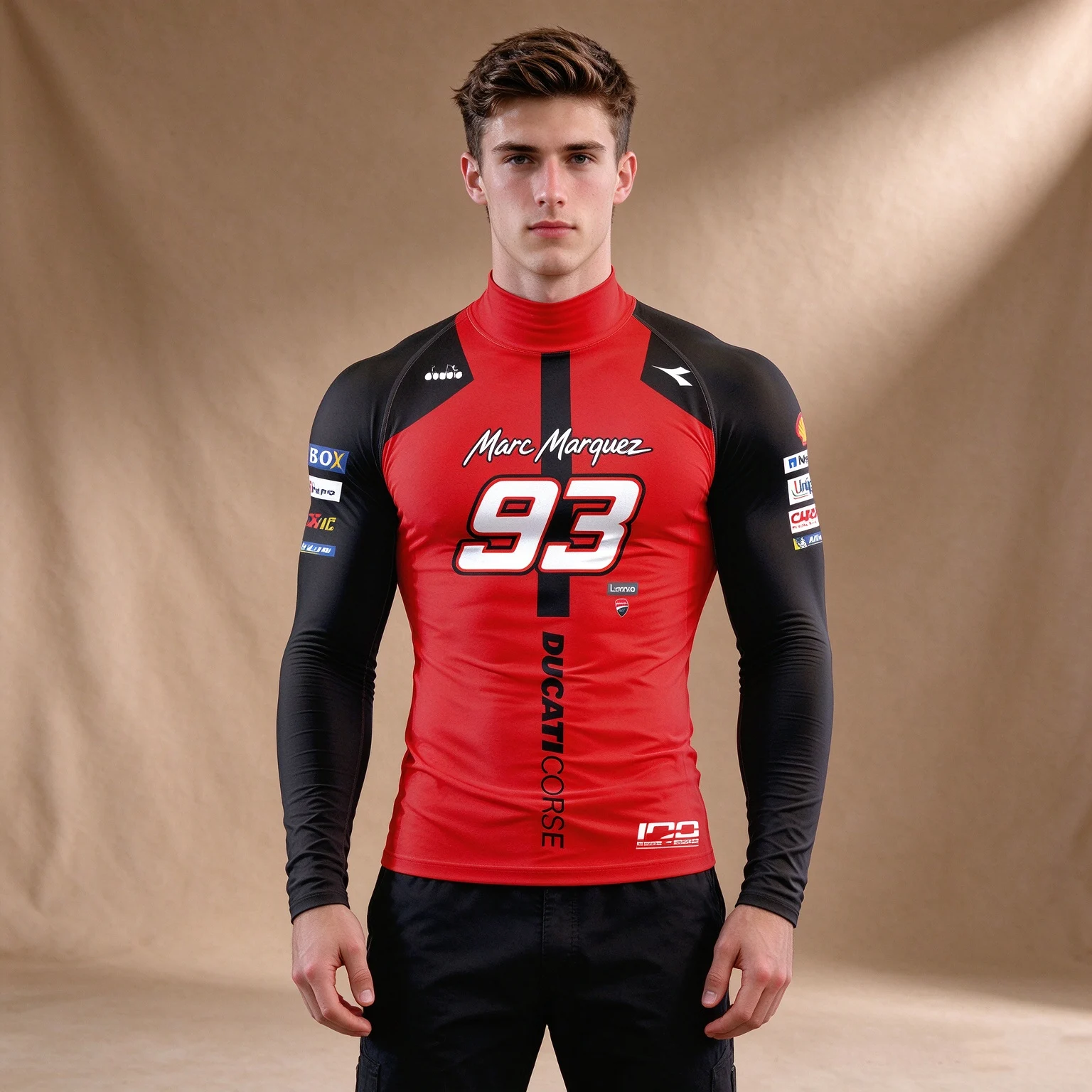 Marc Marquez 93 MotoGP Corse Men Tees Quick Dry Motorcycle Racing Jersey Sport Outdoor Extreme Sports Mock Neck Long Sleeve Top