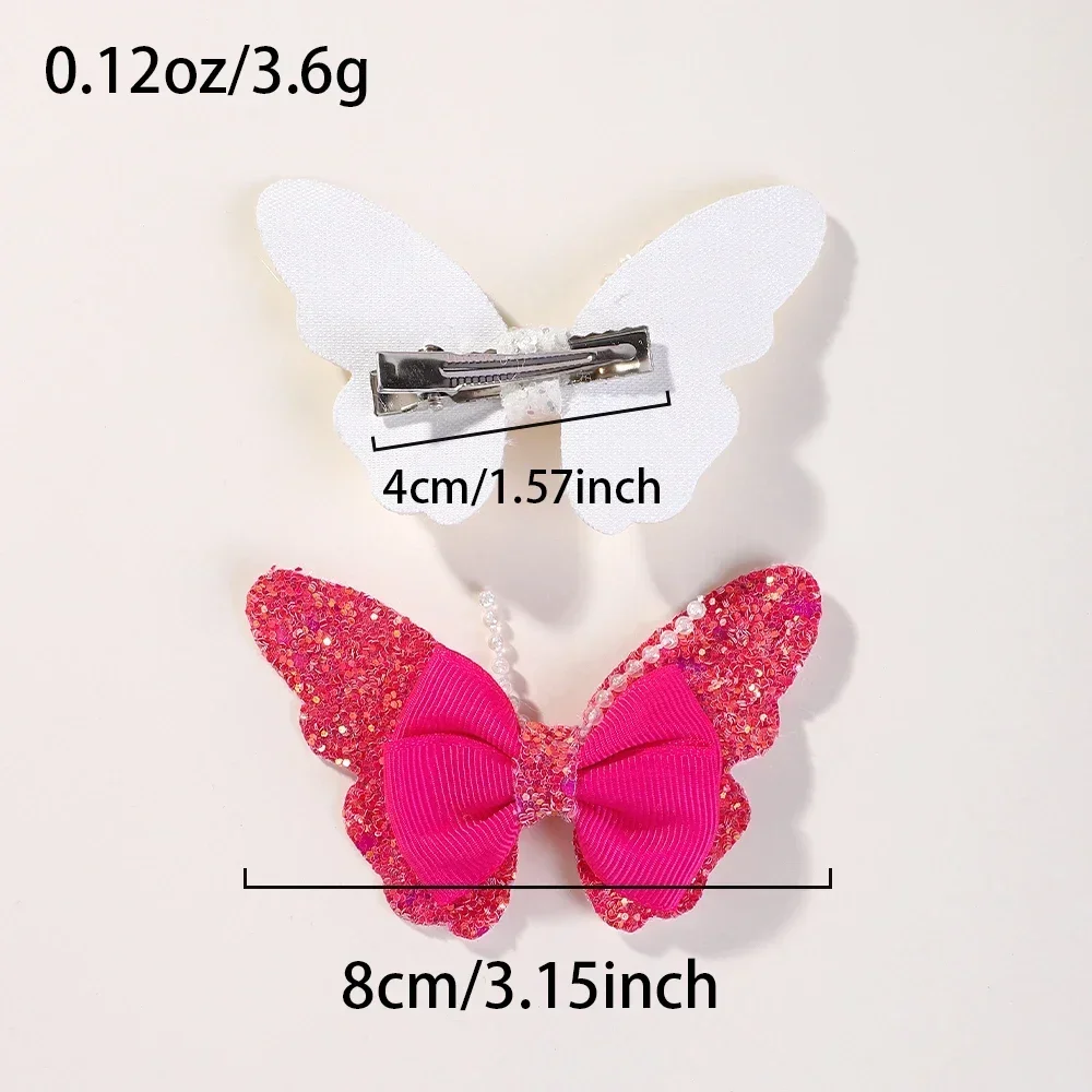 2pcs/set 3.15'' Rainbow Sequin Butterfly Hair Clips for Women Girls Hairpins Children Cute Barrettes Kids Hair Accessories Gifts