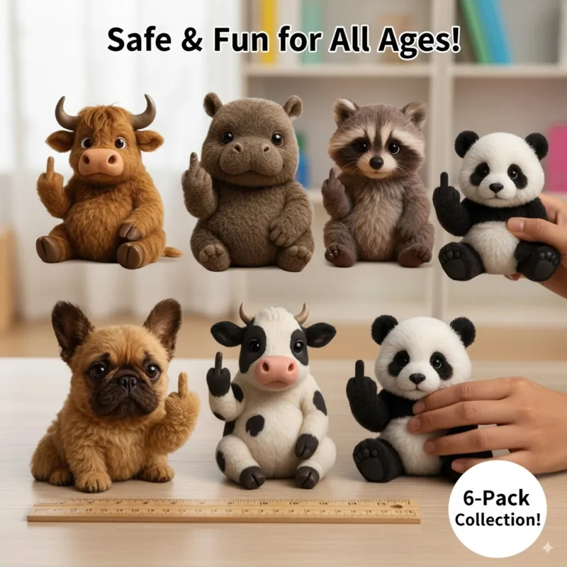 Animal Middle Finger Ornaments Cat Highland Cattle Funny Cute Animal Statues Home Office Desk Party Bar Table Decoration Gift